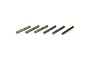 Six identical metal differential shafts arranged in a row on a white background.
