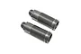 Two grey threaded metal RC shock bodies for TLR 8XT positioned diagonally on a white background.