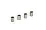 Four small, cylindrical metal spacers arranged in a diagonal line against a white background.