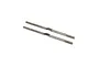 Two silver metal RC turnbuckles with threaded ends and a central hexagonal adjustment section on a white background.