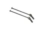 Two black metal universal driveshafts for an RC vehicle, shown against a plain white background.