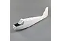 A white foam RC airplane fuselage for the E-Flite Timber X, featuring a black nose section, clear canopy, and vertical stabilizer.