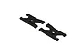 Two black ARRMA rear suspension arms for RC vehicles, shown from an isometric angle against a white background.
