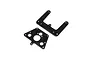 Two black carbon fiber shock tower plates for the Losi Mini JRX2 RC car, shown on a white background.