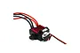 Dynamite WP 60A brushed electronic speed controller with a red heatsink, black casing, and attached power switch and wiring.