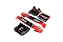 Losi Hammer Rey RC body panel set in red and black with Currie Enterprises branding and driver cockpit interior.