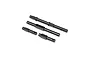 Four black metal transmission shafts for an Axial 1/10 SCX10 PRO Comp Scaler RC car, arranged on a white background.