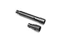Two black steel axle tube components for an Axial SCX10 PRO RC crawler, shown against a white background.