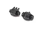Two black plastic Axial axle center 3rd member housings for 1/10 SCX10 PRO RC crawlers, shown from an angled perspective against a white background.