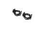 A pair of black aluminium spindle carriers for Losi LMT RC trucks, marked LEFT and RIGHT with FRONT orientation labels.