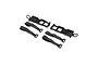 Pro Boat quick battery tray set including two black plastic tray sections and four black hook-and-loop battery straps on a white background.