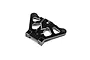A black anodized aluminum front chassis brace for a TLR RC vehicle, featuring machined cutouts and mounting holes.