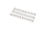 A set of six silver-coloured metal coil springs for an RC vehicle arranged in two rows on a white background.