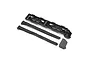Losi battery tray set for 8X Super Lasernut including a black plastic tray, two hook-and-loop straps, and a small plastic cover.