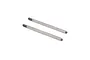Two Losi rear shock shafts for the 8XTE RC vehicle, featuring a polished metal finish and threaded ends.