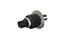 An assembled ARRMA oil-filled differential with a black housing and silver metal gear against a white background.