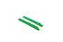 A pair of bright green main rotor blades for an RC helicopter, shown against a plain white background.