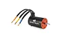 Spektrum Firma brushless motor with black finned casing, orange end cap, and three wires with bullet connectors.