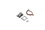 Spektrum A201 2.3g linear servo components including the servo mechanism, wiring harness, mounting frame, and two small screws on a white background.