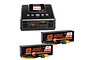 Spektrum Smart Powerstage 8S bundle featuring one S250 dual-port charger and two 5000mAh 4S G2 LiPo batteries with IC5 connectors.