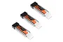 Three Spektrum 3.7V 150mAh 1S 50C LiPo batteries with JST PH1.25 connectors arranged diagonally on a white background.