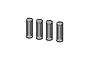 Four black cylindrical coil springs for RC car suspension arranged in a row against a white background.