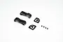 FMS Aluminium Differential Lock Protector Set including two black metal covers, two small plates, and four small screws on a white background.