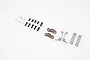 FMS differential locker spare parts set including screws, washers, metal arms, and torsional springs on a white background.