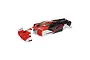 ARRMA 1/7 Limitless painted body shell in red, black, and white with a separate front nose section on a white background.