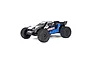 ARRMA Vorteks 1/10 scale RC stadium truck in blue, black, and white livery with aggressive off-road tires, isolated on a white background.
