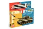 Italeri 1/56 scale Pz. Kpfw. VI Tiger I Ausf. E plastic model starter kit box showing the finished tank model, paint markers, and glue.