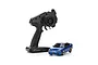 Kyosho Mini-Z MA-020 Nissan Sileighty RC drift car in blue next to its Syncro KT-531P transmitter on a white background.