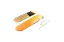 A HobbyZone yellow main wing replacement part set including wing sections, mounting hardware, and adhesive strips on a white background.