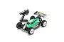 Kyosho Inferno MP10e 1/8 scale electric RC buggy in green with matching transmitter on a white background.