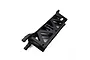 A black molded plastic Losi rear chassis brace for an RC vehicle, shown from an angled perspective against a white background.