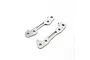 Two silver-coloured metal front hinge pin braces for a Losi RC vehicle, shown against a plain white background.