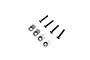 Four silver aluminium motor mount inserts and four black countersunk screws for Losi RC vehicles.