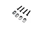 Four silver aluminium motor mount inserts and four black countersunk screws for Losi RC vehicles.