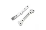 Two silver-coloured aluminium rear hinge pin braces for a Losi RC vehicle, shown on a plain white background.