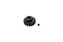 A black steel 19-tooth pinion gear for RC vehicles, shown with a separate grub screw on a white background.