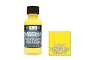 A 30ml bottle of SMS Mecha Vanguard Yellow airbrush paint next to a yellow color swatch labeled MC04 Vanguard Yellow.