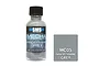 A 30ml bottle of Scale Modellers Supply Mecha Inner Frame Grey paint with a black cap and a grey paint swatch square next to it.