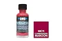 A 30ml bottle of SMS Mecha Commander Maroon airbrush-ready hobby paint next to a maroon color swatch labeled MC11.