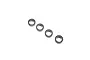 Four Losi rubber shielded ball bearings arranged in a diagonal line on a white background.