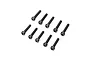 Ten black metal cap head screws arranged in two rows on a white background.