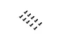 A set of ten black metal countersunk hex head screws arranged in two rows against a white background.