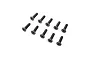 A set of ten black metal countersunk hex head screws arranged in two rows against a white background.