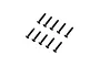 A set of ten black metal countersunk head screws arranged in two rows on a white background.