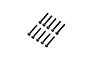 A set of ten black metal cap head screws arranged in two parallel rows against a white background.