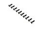 Ten black metal countersunk hex head screws arranged in a diagonal line against a white background.
